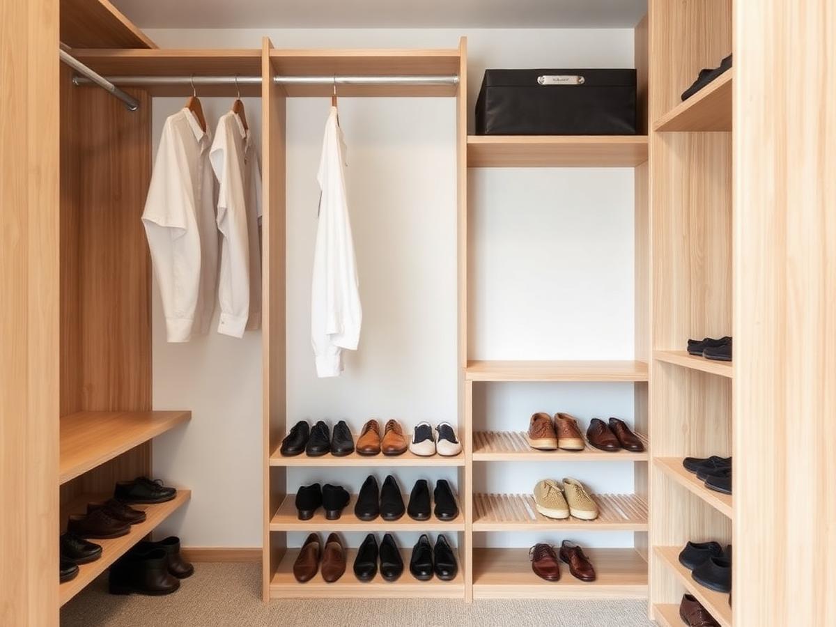 Placeholder image of a light oak closet organization system